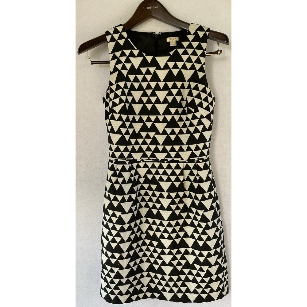 J. Crew Black & White Geometric Midi Dress Small‎